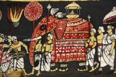 Cloth print depicting the sacred Buddha tooth relic pilgrimage in Kandy, Sri Lanka Paris France 作者 不明