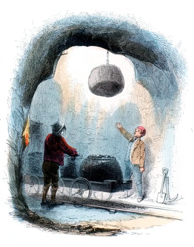 煤矿开采：1852年将篮子煤寄送至矿井表面 作者 不明
