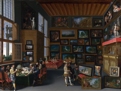 挂着照片的房间里的Cognoscenti 作者 Unbekannt