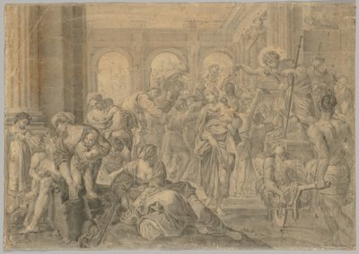 Annibale Carraccis St. Roch Giving Alms的副本，1595年或之后。 作者 不明