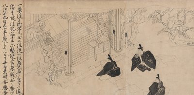 臣子们参观菅原道真的停尸庙......，约1300年。 作者 不明
