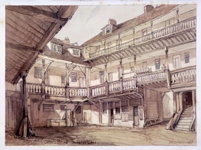 伦敦沃里克巷牛津武器旅馆的院子，1851年 作者 不明