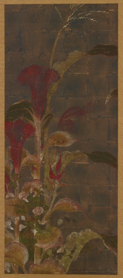 梳子、玉米和牵牛花，桃山时期，1568-1615。 作者 不明