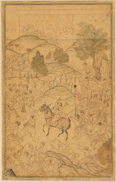 人群中的骑马场景，16世纪 作者 不明