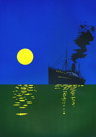 1909年，海上有太阳的游轮。 作者 不明