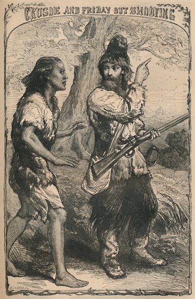 克鲁索和星期五外射击，c1870 作者 不明