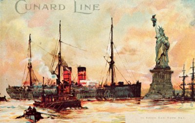 库纳德线（Cunard Line）-位于纽约上海湾，摄于c1900年。 作者 不明
