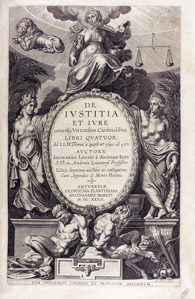 De iustitia et iure作者Leonardus Lessius，1632年。 作者 不明