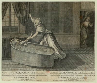 马拉之死，约1793年。 作者 不明
