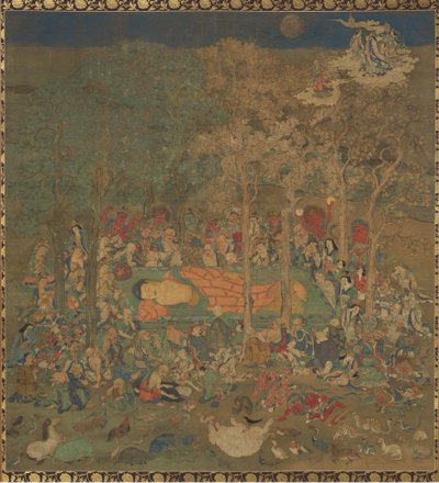 历史佛像Nehan-zu逝世，十四世纪。 作者 不明