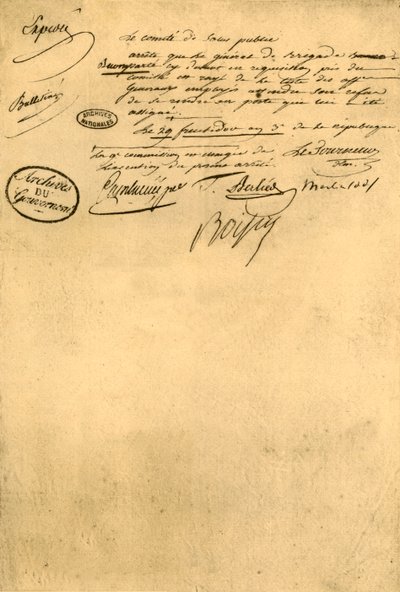 1795年9月5日，公共卫生委员会法令，1921年。 作者 不明