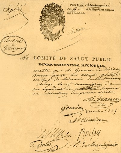 1795年10月26日，公共卫生委员会法令，1921年。 作者 不明