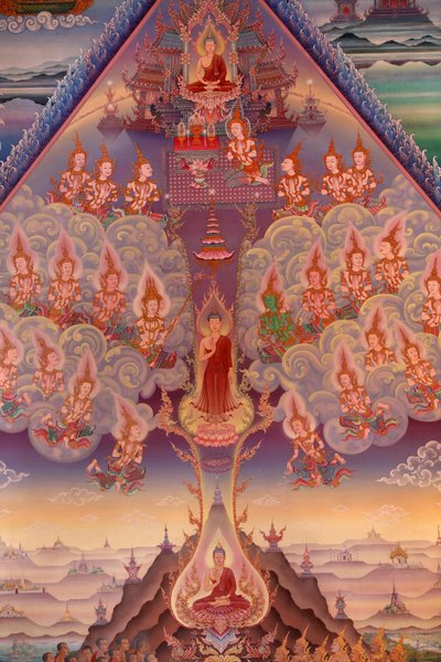 布列塔尼温布尔登佛陀帕迪帕寺的布萨塔（神殿大厅）壁画细节 作者 不明