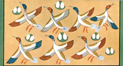 天花板绘画细节在艾奇西，底比斯，埃及坟茔的，1928年。 作者 不明