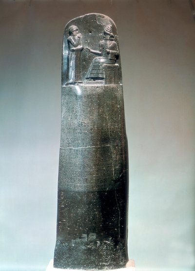 迪奥石碑刻有汉mura拉比法律，公元前18世纪 作者 Unbekannt