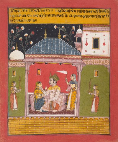 Dipak Raga：音乐模式的Ragamala系列花环的对开本，1630–40。 作者 不明