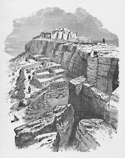 莫基的远景，前景中有羊圈，1883年 作者 不明