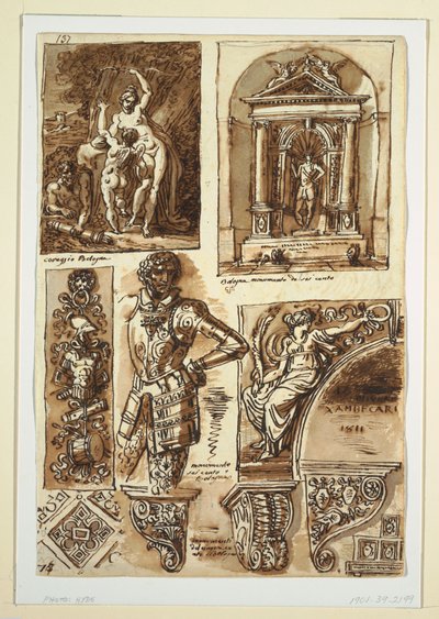 绘画，博洛涅塞古迹之后的研究图，1811-4年 作者 不明