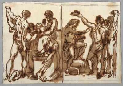 绘画，所罗门的审判；马尔西亚斯的剥皮，ca。 1820 作者 不明