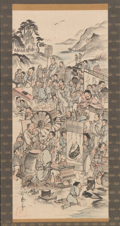 饮酒节的八仙杯，18世纪末。 作者 不明