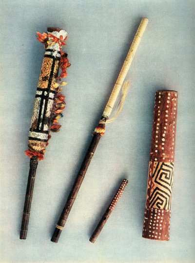 委内瑞拉巴尼瓦印第安人部落的鼓和管乐器，1948年 作者 不明