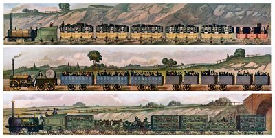 英格兰利物浦和曼彻斯特铁路的早期铁路教练，1831年，c1900-1920年 作者 不明