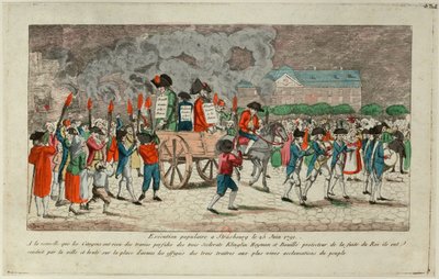 1791年6月25日在斯特拉斯堡焚烧克林林、海曼和布伊尔的尸体。 作者 Unbekannt