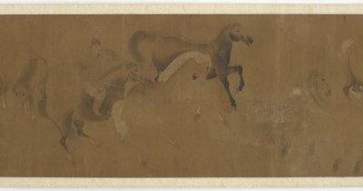 八匹骏马和一个新郎，明或清，17世纪。 作者 不明