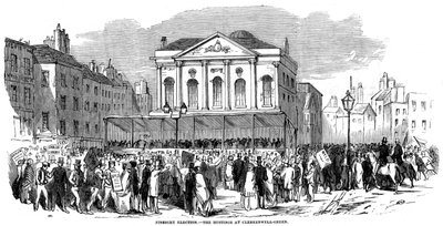 1852年伦敦Finsbury选举期间，在Clerkenwell Green举行选举 作者 不明