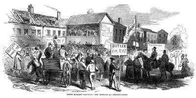 1852年在伦敦的塔姆哈姆雷特选举期间，斯蒂芬·格林（Stepney Green）举行选举 作者 不明