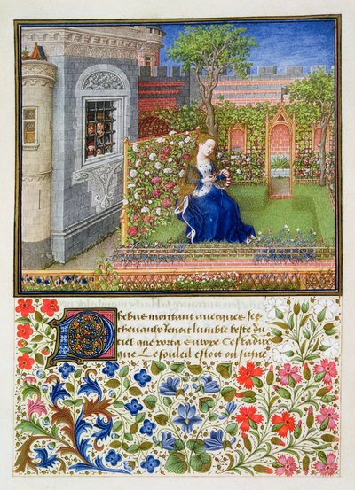 艾米利亚在她的花园里，1468年 作者 不明