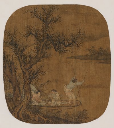 在船上享受美食，明朝时期，16-17世纪。 作者 不明