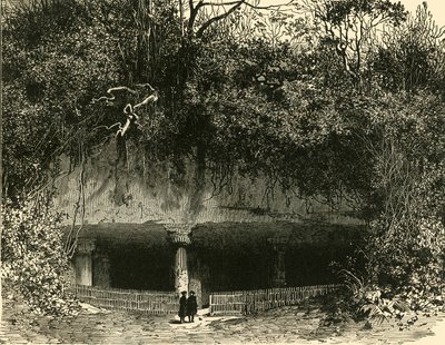 1890年，在Elephanta孟买总统府的洞穴入口。 作者 不明