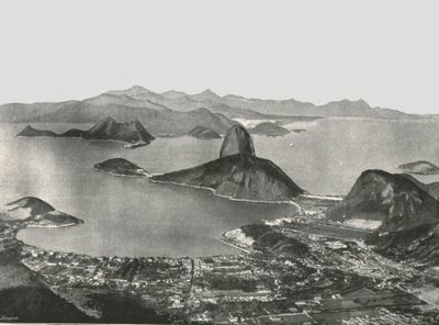 从1897年在巴西里约热内卢的科尔科瓦多山顶到海湾的入口。 作者 不明