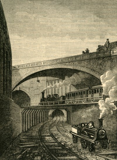 从Farringdon街进入clerkenwell隧道的入口，约建于1876年。 作者 不明