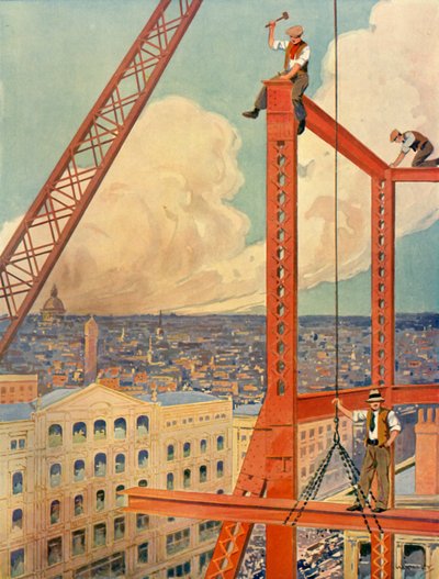 架设巨大的新商店的大梁，c1930年。 作者 不明