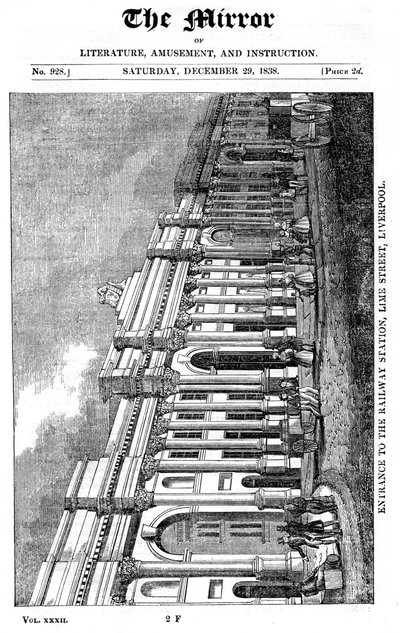 利物浦莱姆街车站立面，1838年 作者 不明