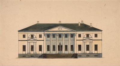 19世纪第一季度的Golitsyn Petrovo-Dalneye庄园房屋立面。 作者 不明