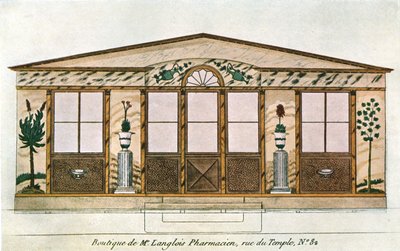 法国巴黎Langlois药剂师商店的门面画，1928年。 作者 不明
