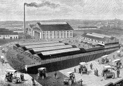电动驾驶室的制造，充电和维修工厂，法国奥伯维利尔，1899年 作者 不明