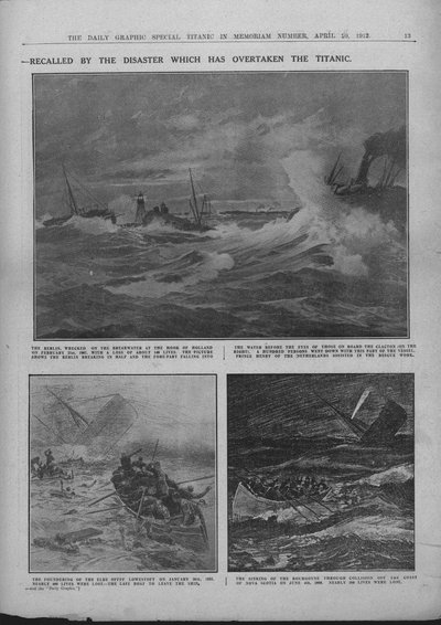1912年4月20日，著名的昔日残骸：海上的一些历史性灾难。 作者 不明