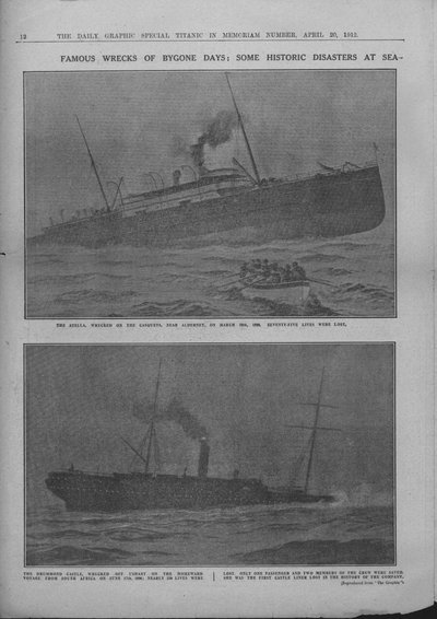 1912年4月20日，著名的昔日残骸：海上的一些历史性灾难。 作者 不明