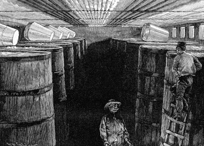 1885年，在一家美国啤酒厂中发酵酒窖 作者 不明