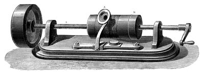 爱迪生留声机c1877 c1880的第一个模型。 作者 不明