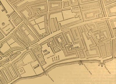 舰队街，圣殿等，摘自伦敦地图，出版于1897年，1720年。 作者 不明