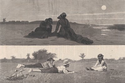 在海边和草地上调情 哈珀周刊》，第十八卷，1874年9月19日。 作者 不明