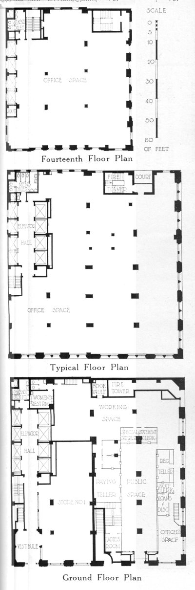 1924年，纽约市约翰·曼维尔大厦平面图 作者 不明