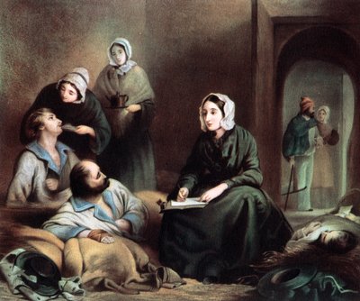1855年，土耳其Scutari医院的英国护士和医院改革家Florence Nightingale 作者 不明
