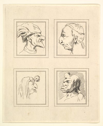 达·芬奇（Leonardo da Vinci）的《 Characaturas的四个头像》，温塞尔斯劳斯·霍拉尔（Wincelslaus Hollar）的绘画作品，摄于1786年。 作者 不明