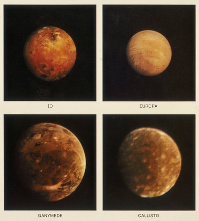 木星的四个卫星。艾欧，欧罗巴，木卫三和卡利斯托，1979年 作者 不明